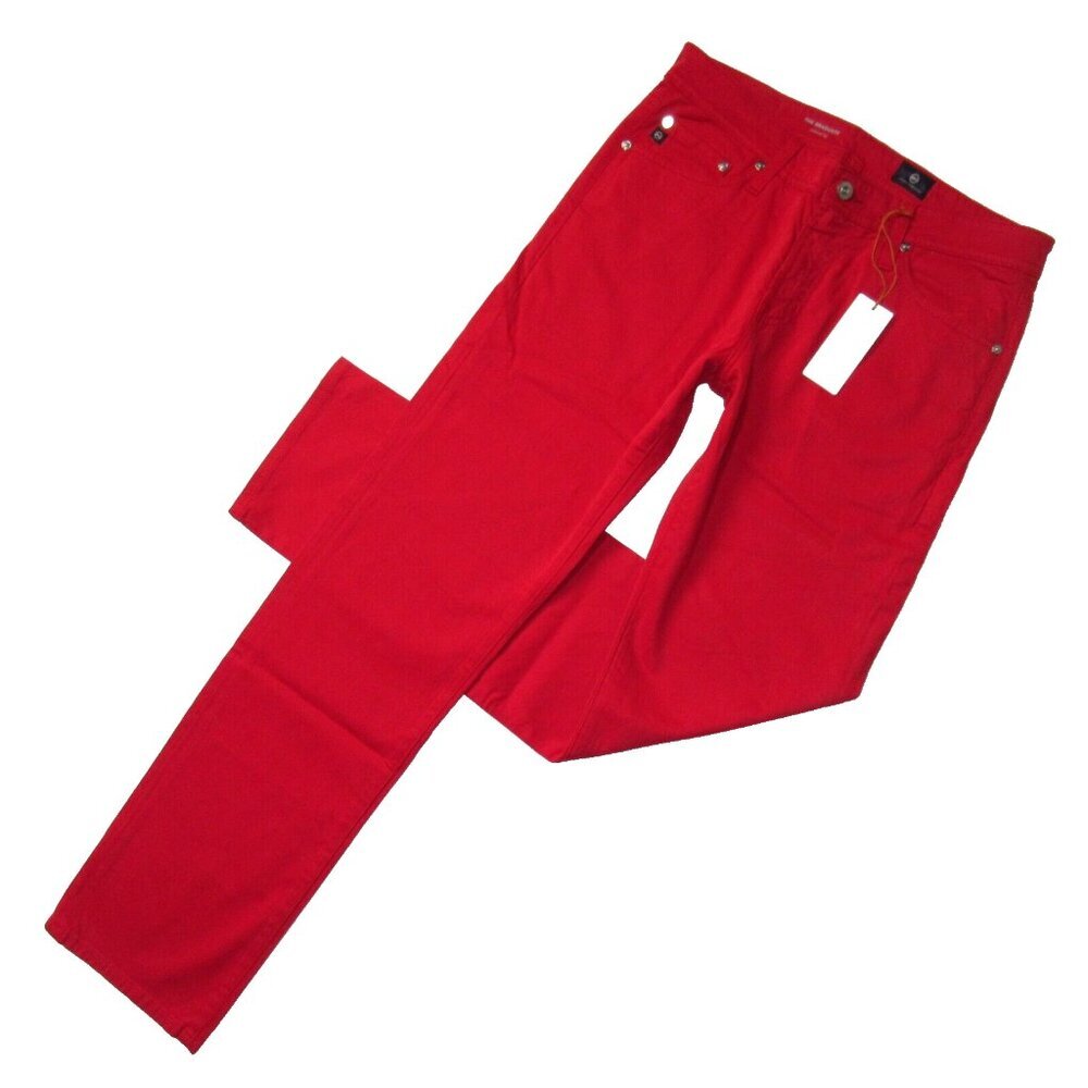 Nwt Ag Adriano Goldschmied Graduate In Clever Red Sateen Tailored Pants 31 X 32